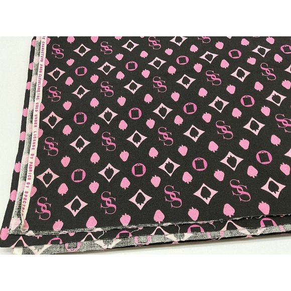 FABRIC - Strawberry Shortcake Black Quilt Cotton Fabric 2 Yards By Spectrix  NEW - Picture 1 of 11